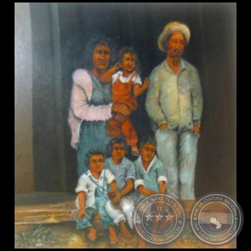 Familia del campesino - Pintura a la témpera - Obra de Vicente González Delgado